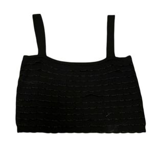 🆓🖤 ZARA 🖤 KNIT scallop holiday metallic sparkle fringe crop top 🆓️w/$30BUND